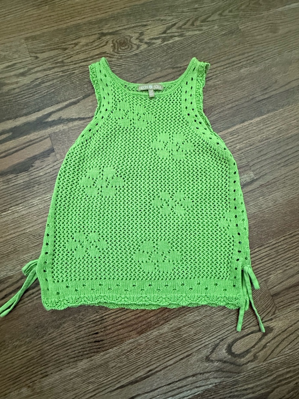 Knot & Co. Neon Green Crochet Tank Top
